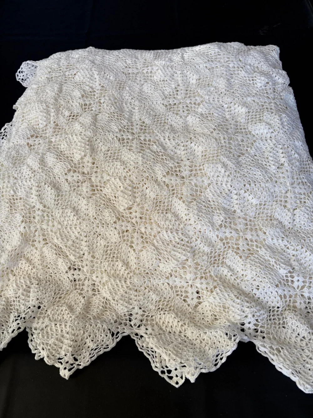 White Popcorn Crochet Bedspread Queen King 110x105 Cottagecore Farmhouse